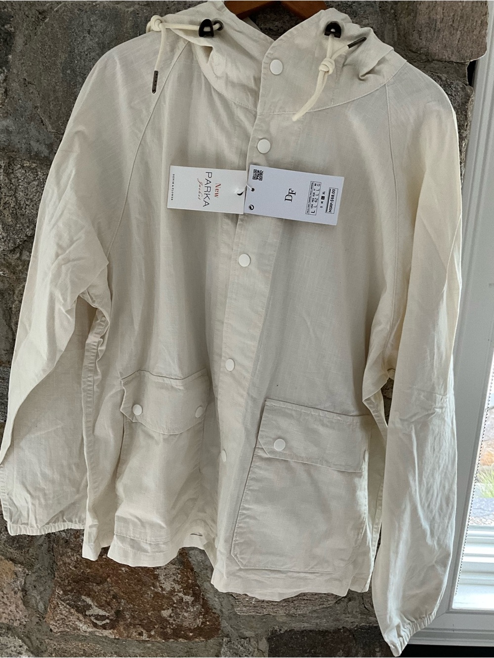 Denim & Flower Cream Lightweight Hooded Shirt Jacket